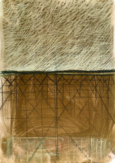 绘画 标题为“Muro ruggine” 由Stefano Catalini, 原创艺术品, 木炭 安装在木板上