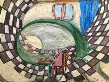 Peinture intitulée "L'ingordo" par Stefano De Vita (Deste), Œuvre d'art originale, Aquarelle