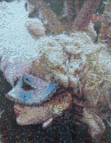 Pittura intitolato "Ragazza con mascher…" da Stefano Di Marco, Opera d'arte originale
