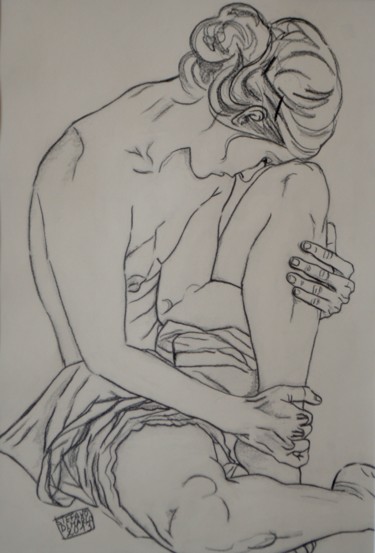 Disegno intitolato "La modella di Schie…" da Stefano Di Marco, Opera d'arte originale, Grafite