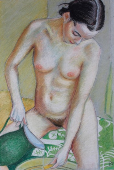 Schilderij getiteld "Nudo 1" door Stefano Di Marco, Origineel Kunstwerk, Pastel