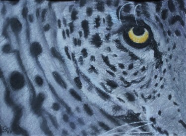 Painting titled "Leopardo in dettagl…" by Stefano Di Marco, Original Artwork, Pastel