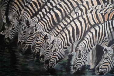 Pittura intitolato "Zebre 2" da Stefano Di Marco, Opera d'arte originale, Acquarello