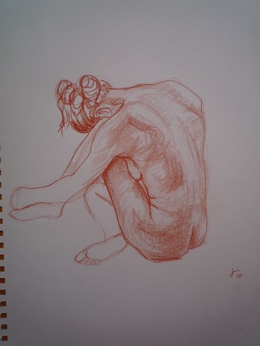 Drawing titled "Croquis 3" by Stefano Di Marco, Original Artwork, Charcoal
