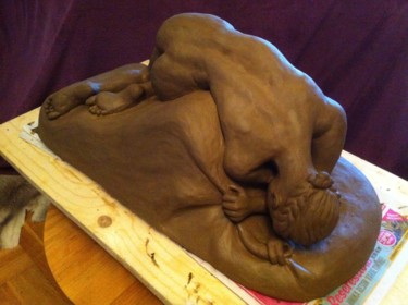 Скульптура под названием "Nudo sul dosso" - Stefano Di Marco, Подлинное произведение искусства, Терракота