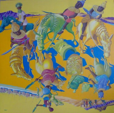 Pittura intitolato "Cavalieri di Ife" da Stefano Galli, Opera d'arte originale, Acrilico