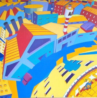 「Zona industriale」というタイトルの絵画 Stefano Galliによって, オリジナルのアートワーク, アクリル