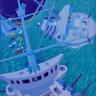 Peinture intitulée "Viva flotta" par Stefano Galli, Œuvre d'art originale, Acrylique