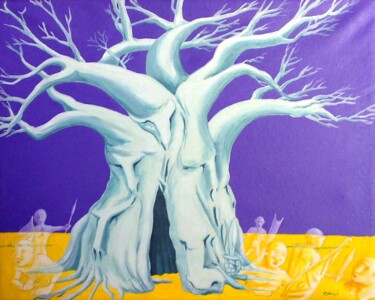 Pittura intitolato "Lontani dal Baobab" da Stefano Galli, Opera d'arte originale, Acrilico