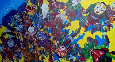 Pittura intitolato "Danza Africana" da Stefano Galli, Opera d'arte originale, Acrilico