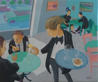 Peinture intitulée "Il cameriere" par Stefano Galli, Œuvre d'art originale, Acrylique