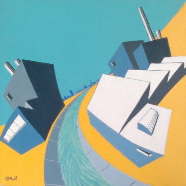 Malerei mit dem Titel "Paesaggio industria…" von Stefano Galli, Original-Kunstwerk, Acryl