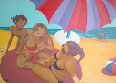 Peinture intitulée "Sotto l'ombrellone" par Stefano Galli, Œuvre d'art originale, Acrylique