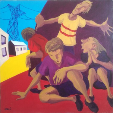 Peinture intitulée "FUGA DIETRO L'ANGOLO" par Stefano Galli, Œuvre d'art originale, Acrylique