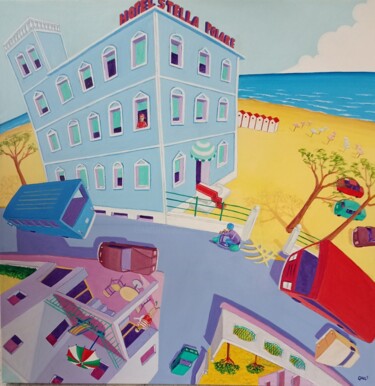 Schilderij getiteld "hotel Stella Polare" door Stefano Galli, Origineel Kunstwerk, Acryl