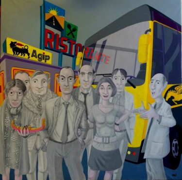 Malerei mit dem Titel "Gita aziendale 1" von Stefano Galli, Original-Kunstwerk, Acryl