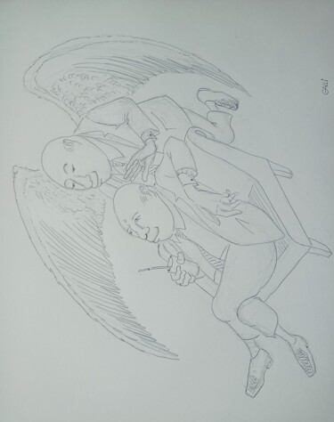 Dibujo titulada "l'angelo custode" por Stefano Galli, Obra de arte original, Tinta