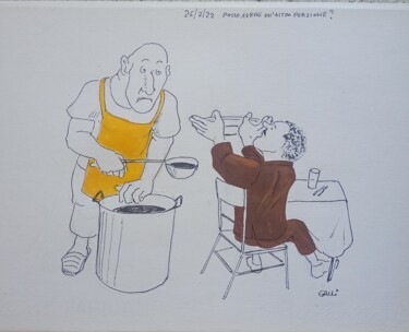 Disegno intitolato "Posso avere un'altr…" da Stefano Galli, Opera d'arte originale, Biro