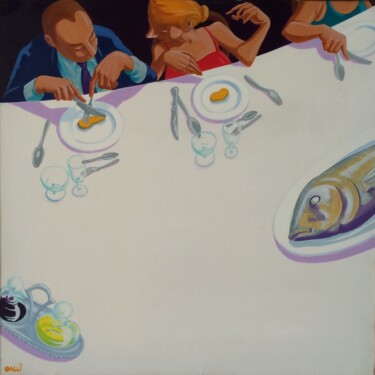 Pintura titulada "pesce lesso" por Stefano Galli, Obra de arte original, Acrílico
