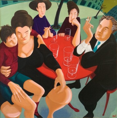 Schilderij getiteld "Domenica pomeriggio…" door Stefano Galli, Origineel Kunstwerk, Acryl