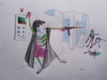 Dibujo titulada "robot assassino" por Stefano Galli, Obra de arte original, Pastel
