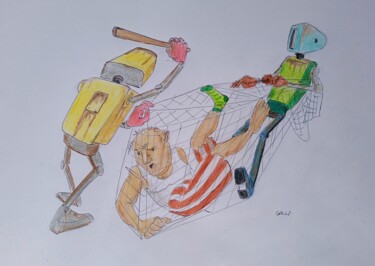 Dibujo titulada "Catturato" por Stefano Galli, Obra de arte original, Pastel