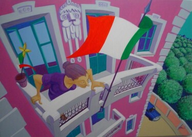 Pintura titulada "FESTA NAZIONALE" por Stefano Galli, Obra de arte original, Acrílico Montado en Bastidor de camilla de made…