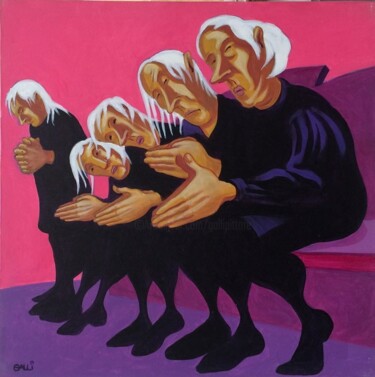 Pittura intitolato "Le oranti" da Stefano Galli, Opera d'arte originale, Acrilico