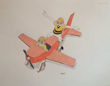 Zeichnungen mit dem Titel "Il volo due" von Stefano Galli, Original-Kunstwerk, Tinte