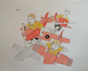 Dibujo titulada "Il volo tre" por Stefano Galli, Obra de arte original, Tinta
