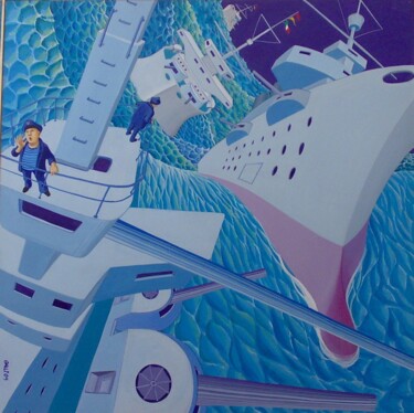 Peinture intitulée "La flotta in naviga…" par Stefano Galli, Œuvre d'art originale, Acrylique
