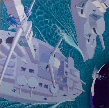 Malerei mit dem Titel "Le navi della flott…" von Stefano Galli, Original-Kunstwerk, Acryl