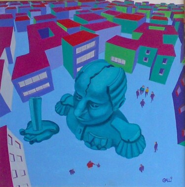 Peinture intitulée "Piazza del generale" par Stefano Galli, Œuvre d'art originale, Acrylique