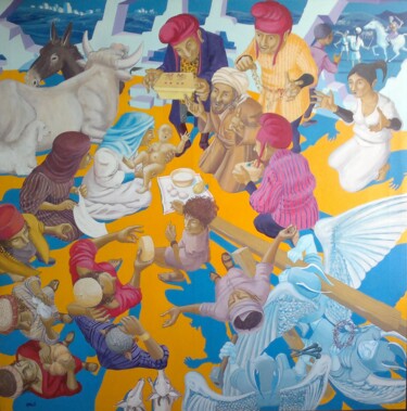 Pittura intitolato "Natività" da Stefano Galli, Opera d'arte originale, Acrilico