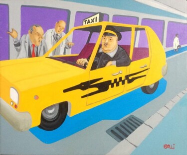 Painting titled "Il taxista" by Stefano Galli, Original Artwork, Acrylic