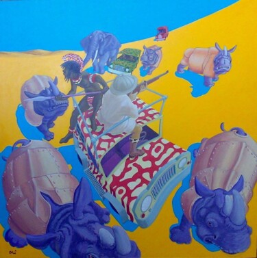 Peinture intitulée "Caccia grossa" par Stefano Galli, Œuvre d'art originale, Acrylique