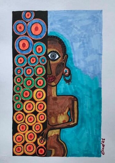 Painting titled "'Tenda Afrikana'" by Stefano Lusvardi (Ludwig), Original Artwork, Marker