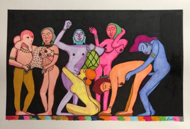 Painting titled "The flux of sex ind…" by Stefano Lusvardi (Ludwig), Original Artwork, Marker
