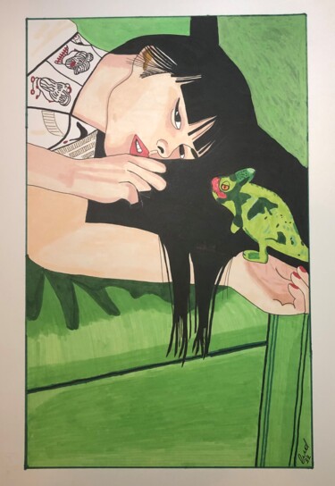 Malerei mit dem Titel "Chameleons Dreams" von Stefano Lusvardi (Ludwig), Original-Kunstwerk, Marker
