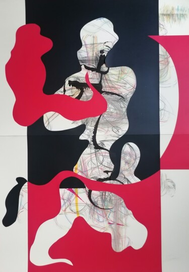 Malerei mit dem Titel "EVA" von Stefano Mazzolini, Original-Kunstwerk, Collagen