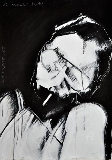 Peinture intitulée "LA FUMEUSE" par Stefano Nardi, Œuvre d'art originale, Acrylique