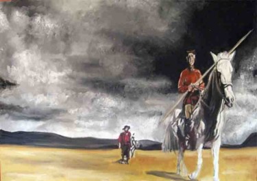 Pittura intitolato "Don Chisciotte e Sa…" da Stefano Davidson, Opera d'arte originale
