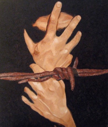 Pittura intitolato "In gabbia  (omaggio…" da Stefano Davidson, Opera d'arte originale
