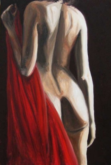 Schilderij getiteld "Il drappo rosso" door Stefano Davidson, Origineel Kunstwerk