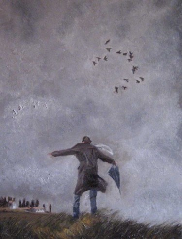 Pittura intitolato "Controvento" da Stefano Davidson, Opera d'arte originale
