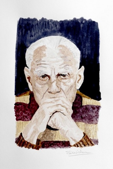 Картина под названием "Alberto Moravia (II)" - Stefano Davidson, Подлинное произведение искусства