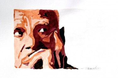 Peinture intitulée "Alberto Moravia" par Stefano Davidson, Œuvre d'art originale