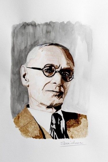 Painting titled "Hermann Hesse (II)" by Stefano Davidson, Original Artwork