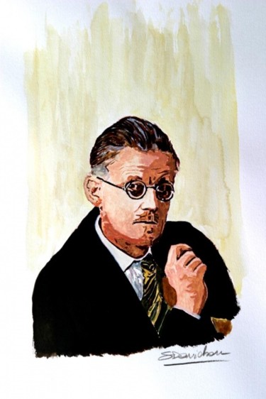 Pittura intitolato "James Joyce" da Stefano Davidson, Opera d'arte originale