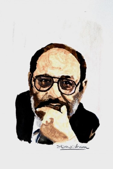 Painting titled "Umberto Eco" by Stefano Davidson, Original Artwork